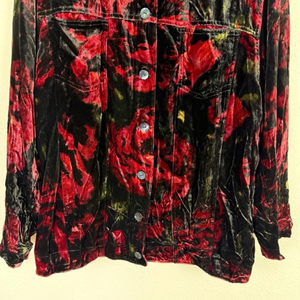 Chico's Velvet Burnout Jacket Top‎ Size 2 (US Large/12) Rayon Silk Dark Romantic - Picture 3 of 7